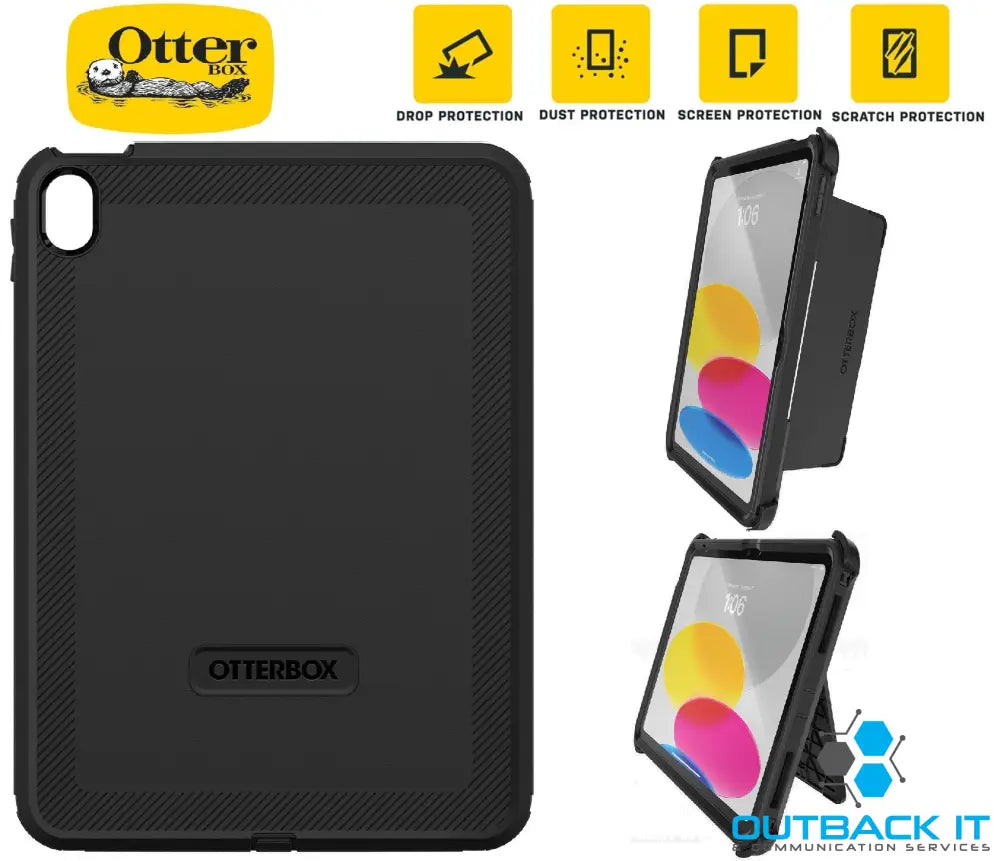 OtterBox Defender Apple iPad (10.9’) 11th Gen (A16) / iPad 10th Gen Case Black - (77-89953) DROP + 2X Military Standard