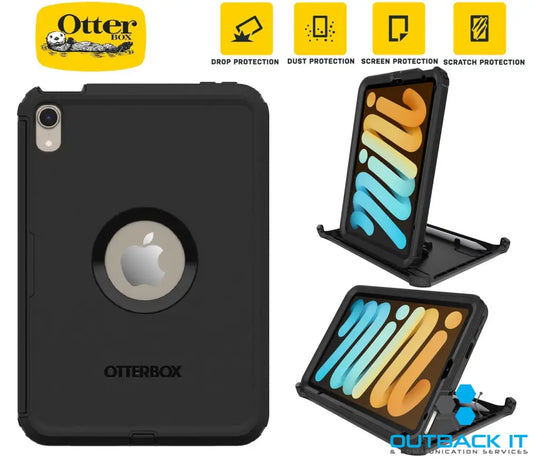 OtterBox Defender Apple iPad Mini A17 Pro (7th Gen) / iPad Mini (8.3’) (6th Gen) Case Black - (77-87476) DROP + 2X