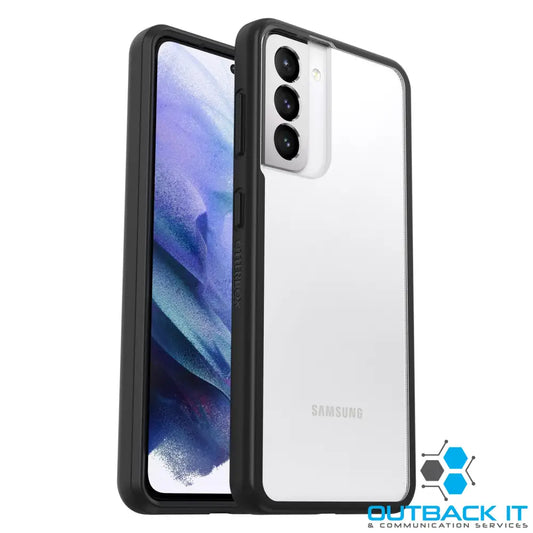 OtterBox React Samsung Galaxy S21 5G (6.2’) Case Black Crystal (Clear/Black) - (77-81597),Antimicrobial,DROP + Military