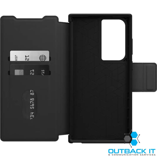 OtterBox Strada Samsung Galaxy S23 Ultra 5G (6.8’) Case Black - (77-91185) DROP + 3X Military Standard Leather Folio