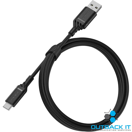 OtterBox USB-C to USB-A (2.0) Cable (1M) - Black (78-52537) 3 AMPS (60W) 3K Bend/Flex,Samsung Galaxy,Apple