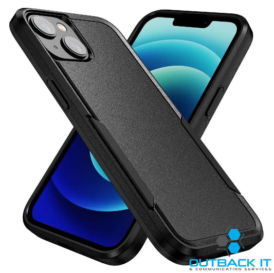 Phonix Apple iPhone 14 Plus Armor Light Case Black - Two Tough Layers Port Covers No Slip Grippy Edges Durable Rugged