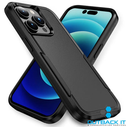 Phonix Apple iPhone 14 Pro Max Armor Light Case Black - Two Tough Layers Port Covers No Slip Grippy Edges Durable
