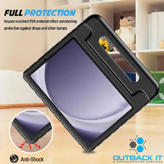Pisen Samsung Galaxy Tab A9 + (11’) Kid Friendly Case Black - Shockproof Raised Edges 180° Rotation Portable &