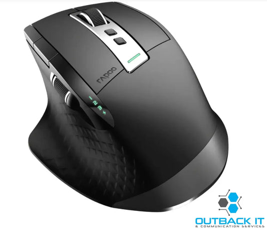 RAPOO MT750PLUS Multi-Mode Wireless Ergonomic Mouse - 800-4000 DPI Sensor Bluetooth 5.0 and 2.4 GHz Wireless & Bluetooth