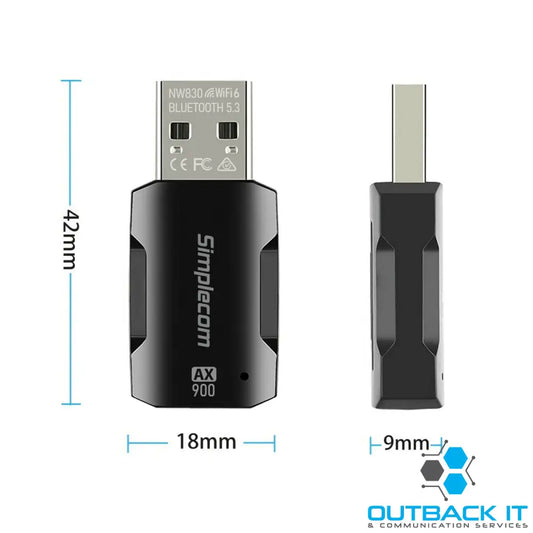 Simplecom NW830 Wi-Fi 6 and Bluetooth 5.3 Combo USB Adapter Dual Band AX900 USB Network Adapters