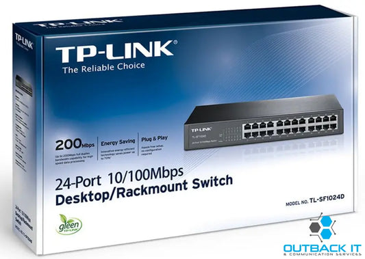 TP-Link TL-SF1024D 24-Port 10/100Mbps Rackmount Unmanaged Switch energy-efficient Supports MAC 13-inch Desktop steel