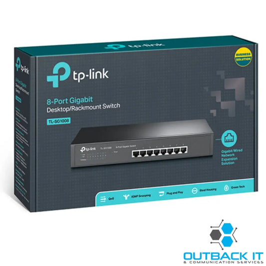 TP-Link TL-SG1008 8-Port Gigabit Unmanaged Switch 13’ Desktop Rackmountable Steel Case Fanless Supports MAC address