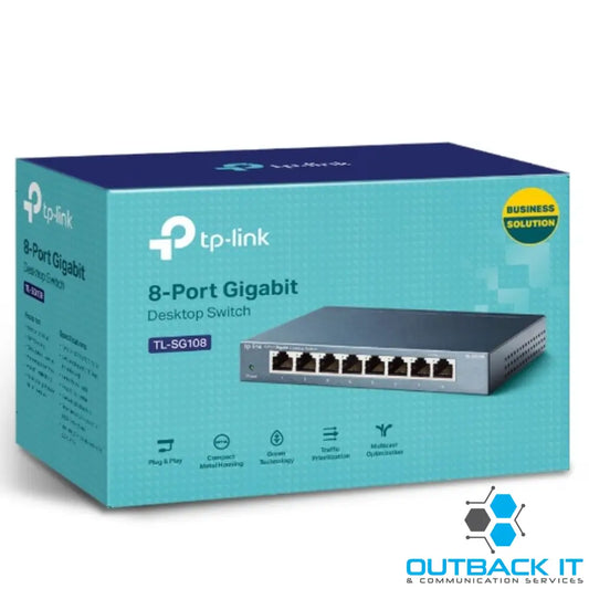TP-Link TL-SG108 8-Port Gigabit Desktop Switch Steel Case Fanless 11.9Mpps Support 802.1p/DSCP QoS1 and IGMP Snooping