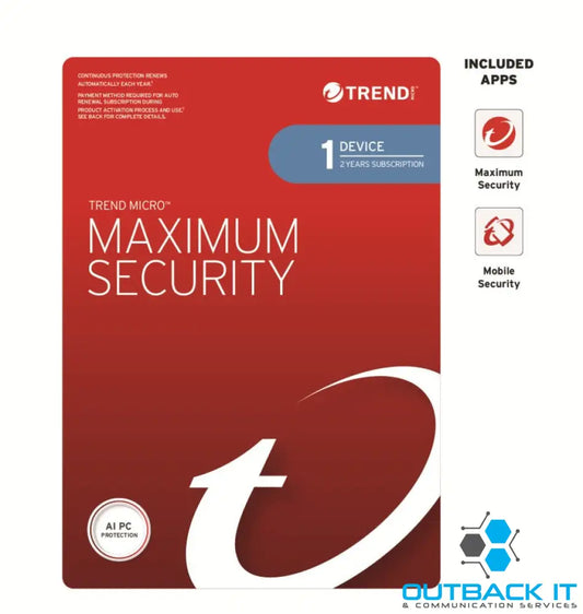 Trend Micro Maximum Security (1 Device) 2 Year Retail Mini Box Auto Renew Anti-Virus Software