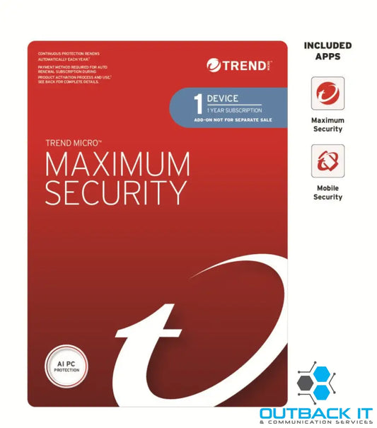 Trend Micro Maximum Security (1 Device) 1 Year Add-on Auto Renew OEM Anti-Virus Software