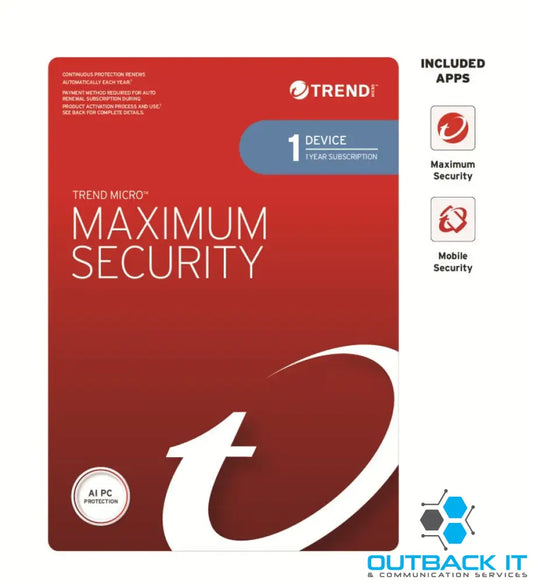 Trend Micro Maximum Security (1 Device) 1 Year Retail Mini Box Auto Renew Anti-Virus Software