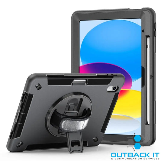 USP Rugged Apple iPad (11.0’) 11th Gen (A16) / iPad 10th Gen (10.9’) Case Black - Built-in-Kickstand,Adjustable Hand