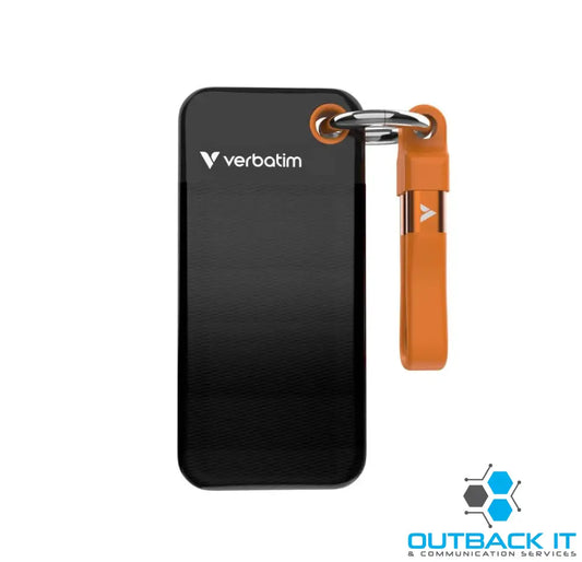 Verbatim 1TB Pocket SSD USB 3.2 Gen 2 1TB Black Orange Convenient Keyring cable holder. Compact Rugged. Ultra