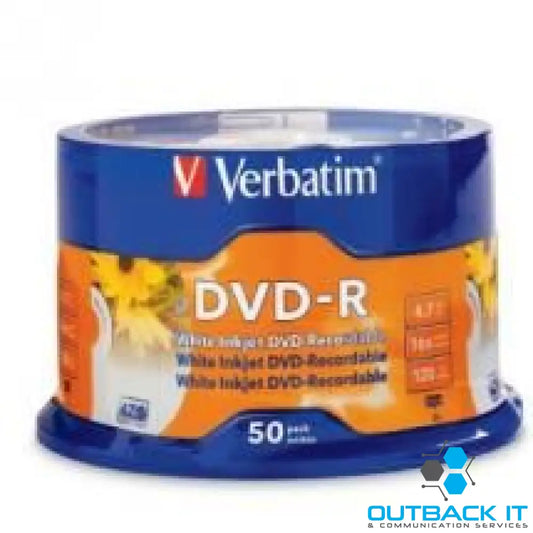 Verbatim DVD-R 4.7GB 50Pk White InkJet 16x DVD-R/-RW Media