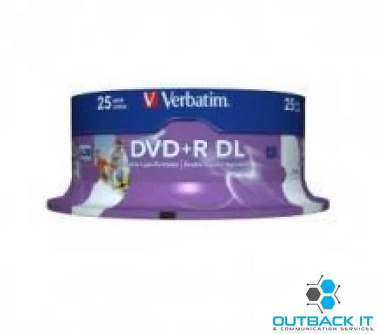 Verbatim DVD + R DL 8.5GB 25Pk White Wide Inkjet 8x DVD + R/ + RW Media