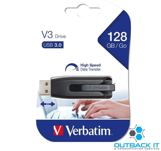 Verbatim Store’n’Go V3 USB 3.0 Drive 128GB - Grey USB3.0 Memory Thumb Drive