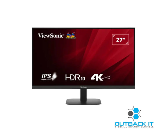 ViewSonic 27’ 4K 3840 x 2160 SuperClear IPS HDR10 2x HDMI and DP x1 Eye Pro Tech.Seamless VESA 75 Eco Mode Joy Key rear