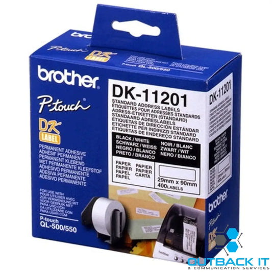 WHITE STANDARD ADDRESS LABELS 29MM X 90MM 400 LABELS PER ROLL Brother White Standa Brother - LABELLERS