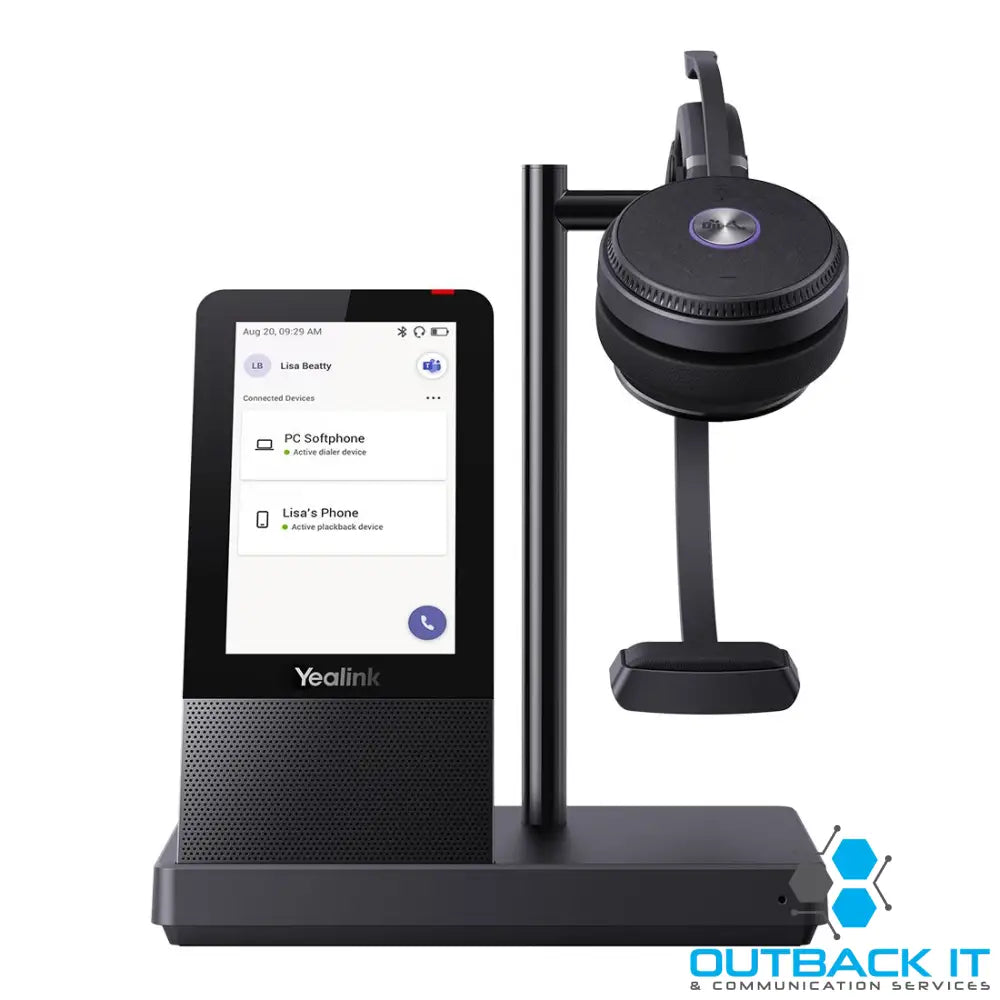 Yealink WH66 Mono Teams DECT Wireless Headset UC Workstation HD Voice 2-Mic Noise Cancellation&330° Adjustable Leather